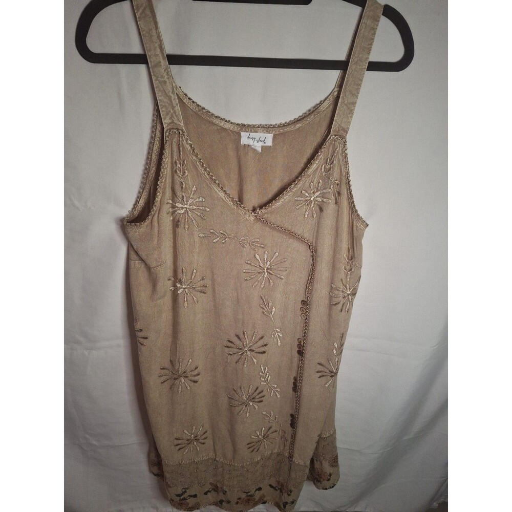 DAISY ISLAND Slip Dress Beige Embroidered Size L (1534)